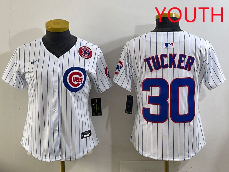 Youth 2025 Chicago Cubs #30 Tucker White Stripe Game Nike MLB Jersey style 6